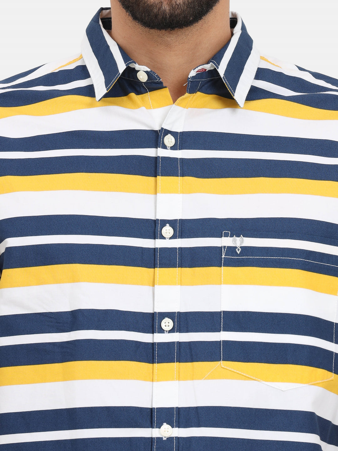 Navy & Yellow Horizontal Stripe Shirt